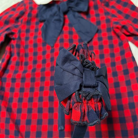 Pettigirl Plaid Holiday Dress with Headband Bow Size 3 - Picture 5 of 8
